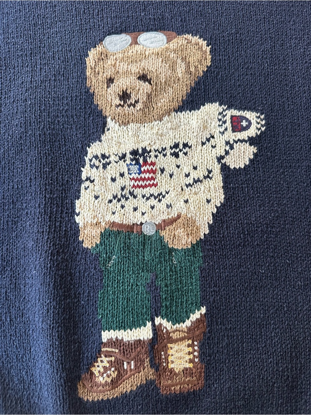 Vintage 90s Ralph Lauren Polo Sport Iconic Bear Ski Cotton Knit Sweater Womens M - Picture 4 of 13